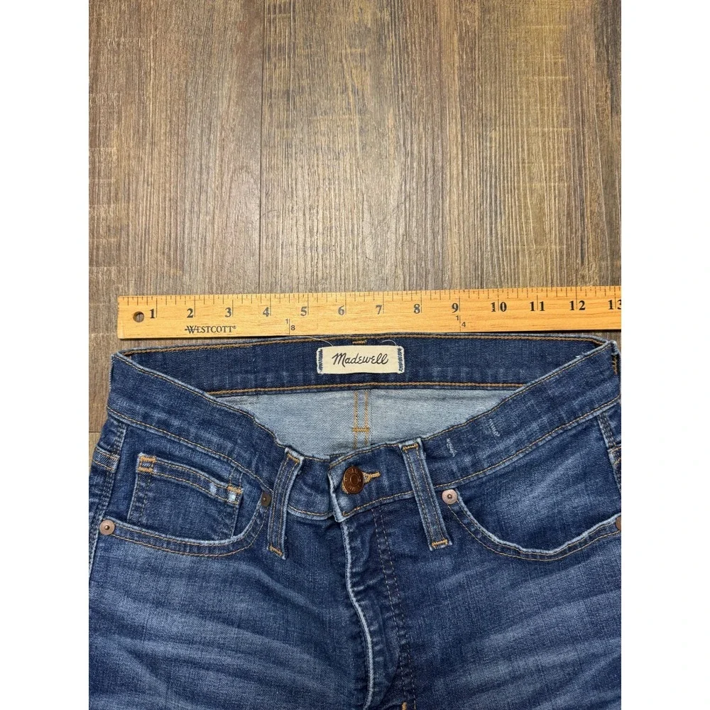 Madewell High Rise Skinny Jeans Distressed Raw Hem Dark Wash H0317 Womens 27